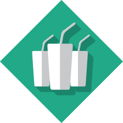Icon of 3 cups on a teal background
